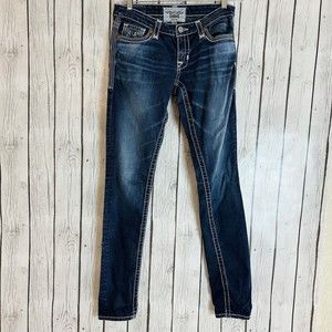 Womens Big Star Jenae Legendary Denim Blue Jeans Embroidered Size 28L